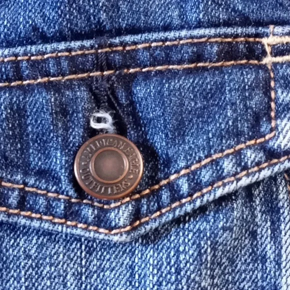 American Eagle Outfitters AEO Shortalls Blue Denim Handkerchief Pockets - Picture 6 of 10